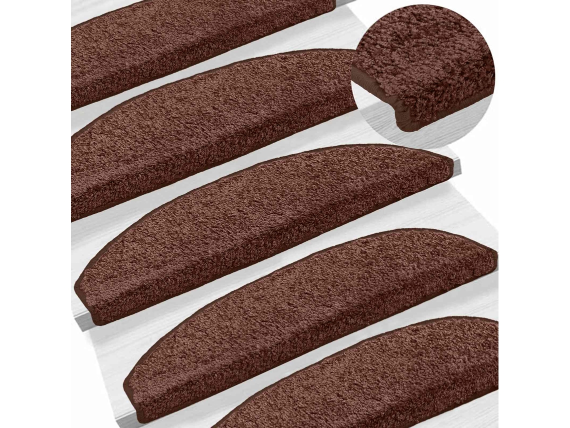 Tapetes Adesivos para Escadas Semicircular 15 Pcs Castanho MAISON EXCLUSIVE