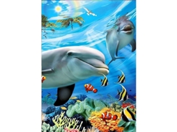 Pintura De Diamante 5d Diy Ballena Delfín Oceano Mosaico Bordado Cruzado Lienzo 30x40 Cm Kit Completo