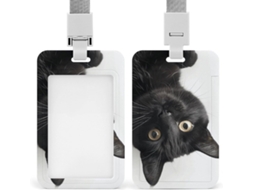 Porta Crachá Com Estampa De Gato Preto, Personalizável E À Va D Água, Ideal Para Secretárias, Médicos