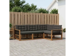 Vidaxl Conjunto De Sofás Para Exterior 4 Unid. Natural E Preto