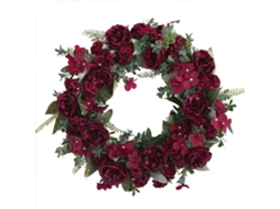 Wreath Peônia Outono Retro Simulado Vermelho 40cm