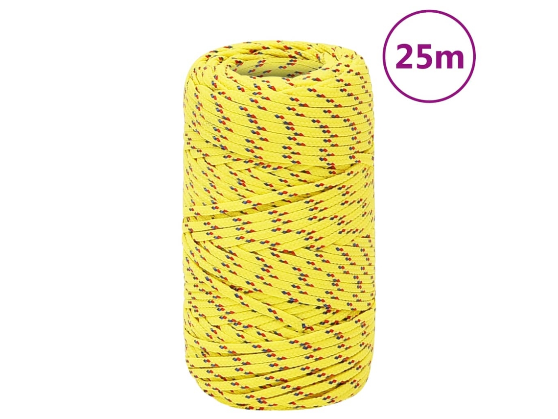 Vidaxl Corda De Barco 2 Mm 25 M Polipropileno Amarelo
