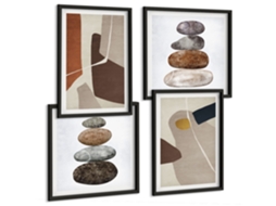 Composição De Quadros Nova Arte Boho Abstrata Espelharte (4 Peças)
