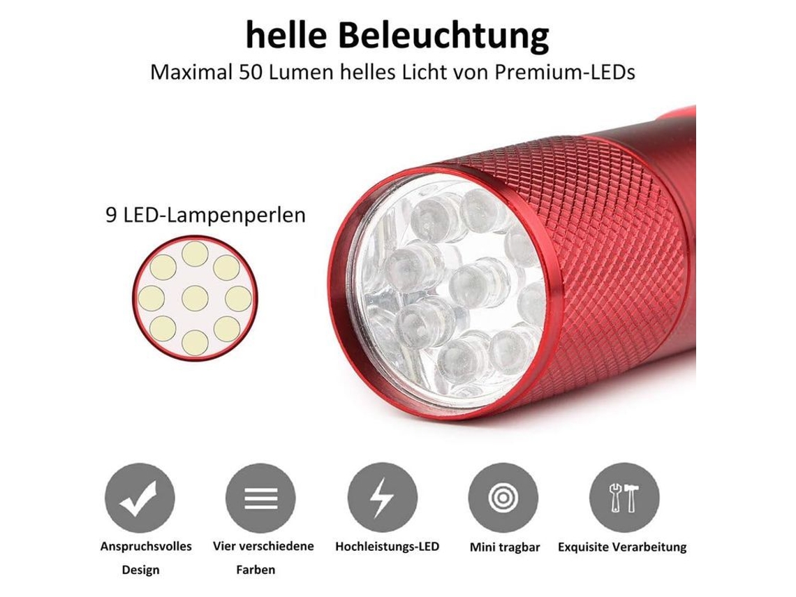 4 Peças Lanterna Led Mini, Impermeável Para Camping, Trekking, Leitura, Sem Baterias
