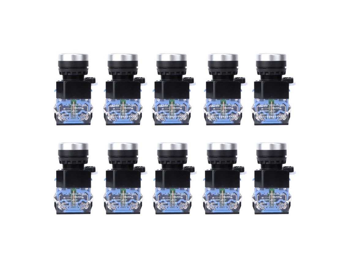 10pcs Chave De Botão Com Reset Automático Bem38-11 1 Aberto 1 Fechado 22mm Azul