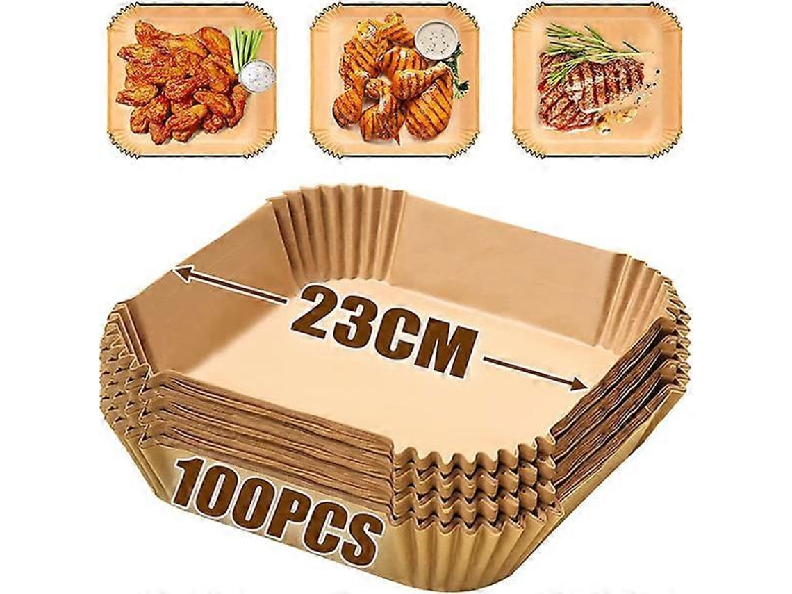 Papel Para Fritadeira A Ar - Cor Natural Quadrado 20*20cm De Altura 4,5cm 100 Unidades/caixa Sy