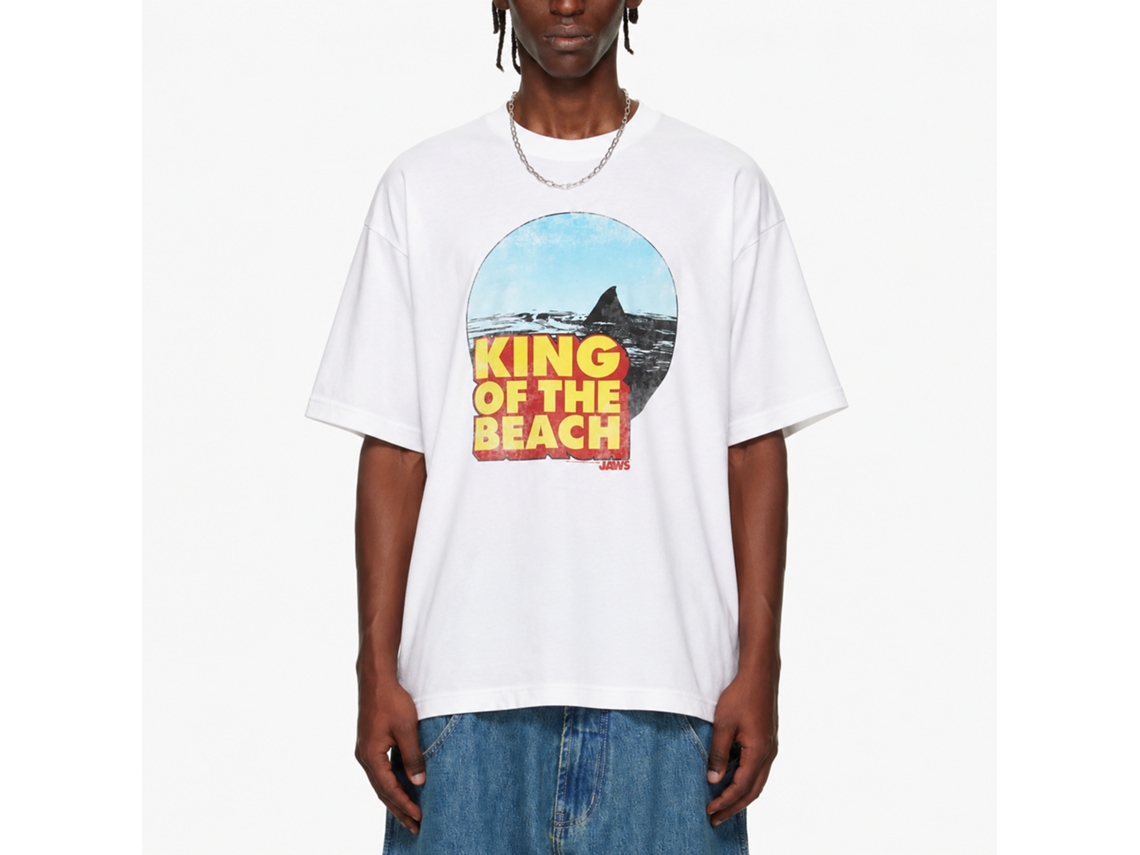 Rockinstone Jaws Movie King Of The Beach White Adult T-shirt Size:m