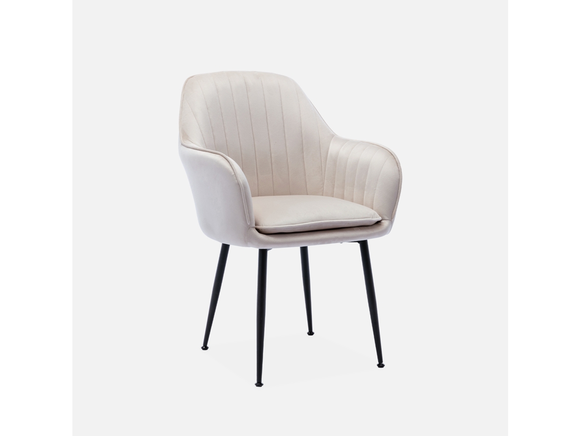 Cadeirão de Veludo Branco com Pernas de Metal L SWEEEK