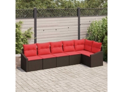 Vidaxl Conjunto De Sofás 6 Unid. Castanho Vime Pe