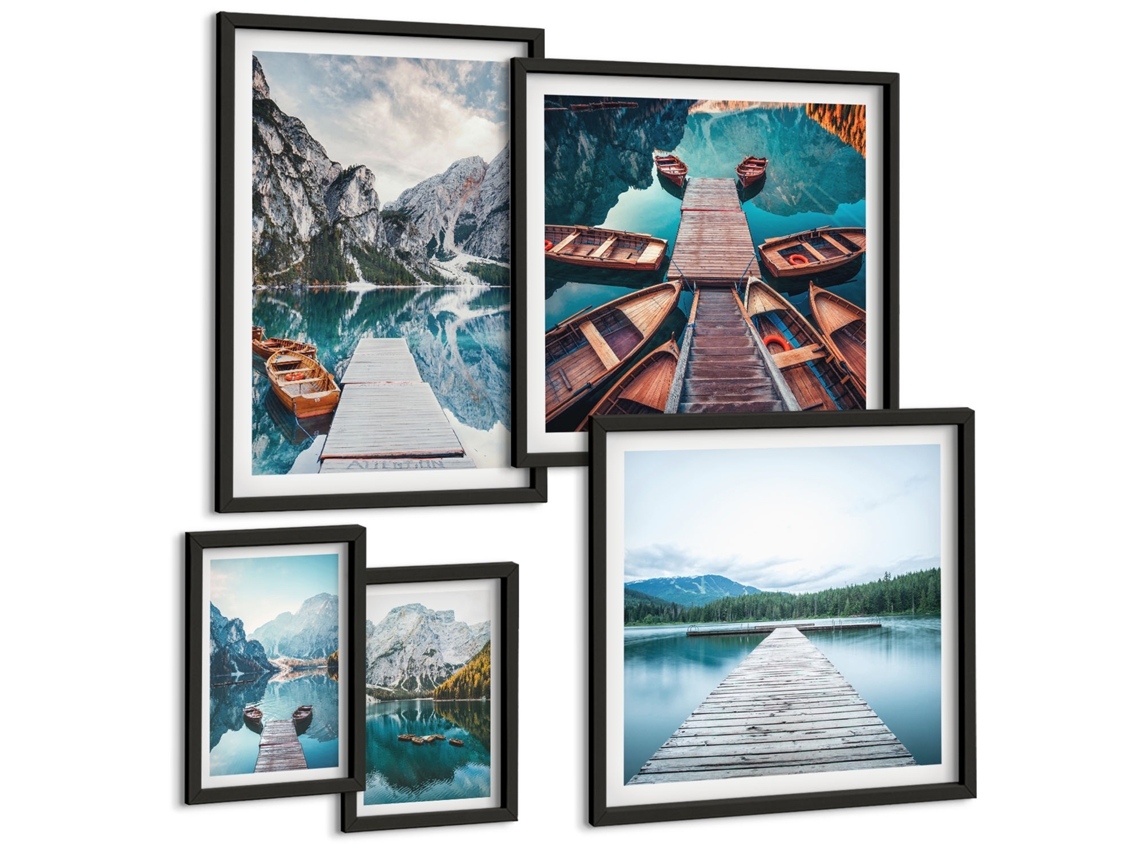 Conjunto De Pinturas Paisagens De Montanha Caminhos De Água Espelharte (5 Peças)