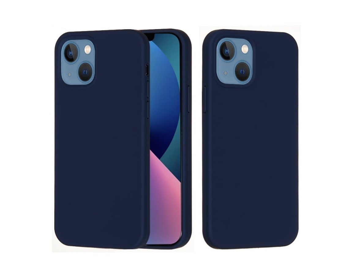Capa De Silicone Para Iphone 14 - Cor Sólida, Proteção Fina E Antiaderente - Azul Meia-noite