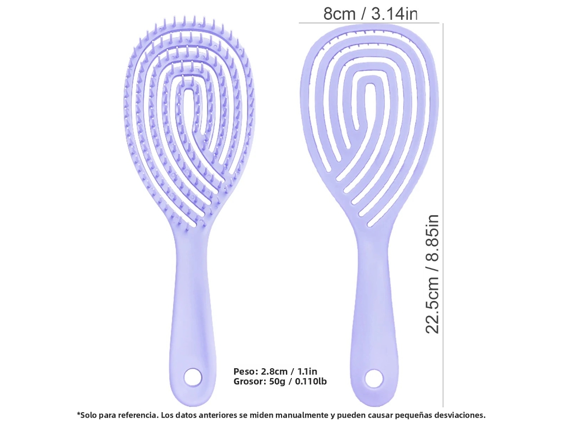 Escova de Cabelo Oca para Secagem e Massagem Rápidas do Couro Cabeludo Desembaraça os Cabelos e Cria Penteados. MDUG (roxa)