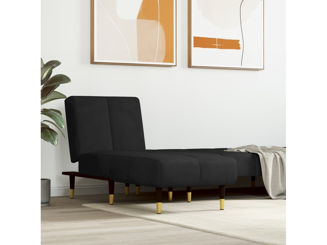 Vidaxl Chaise Longue Veludo Preto