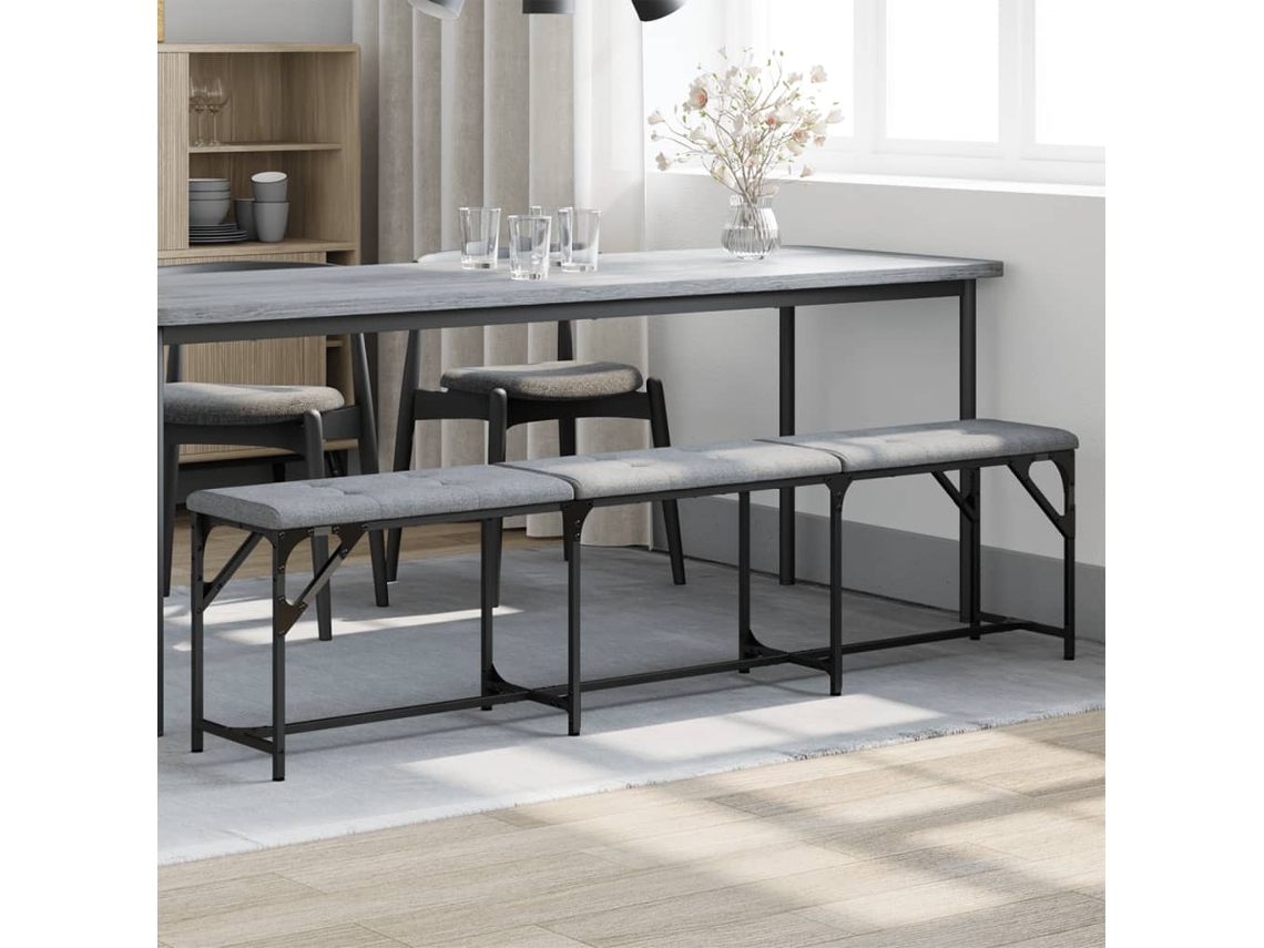 Vidaxl Banco De Jantar 186x32x45 Cm Aço E Tecido Cinzento-claro