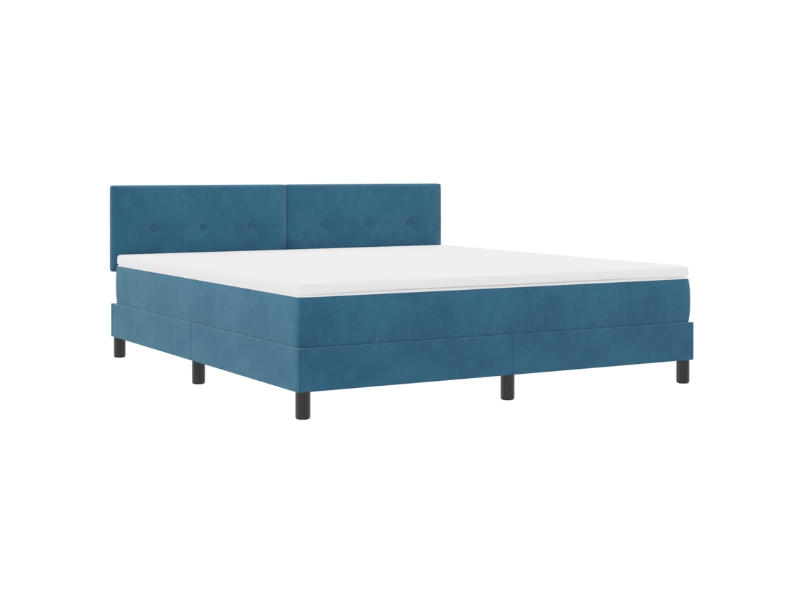 Conjunto 1 Cama Box Vidaxl Azul Veludo (180 X 200 Cm)