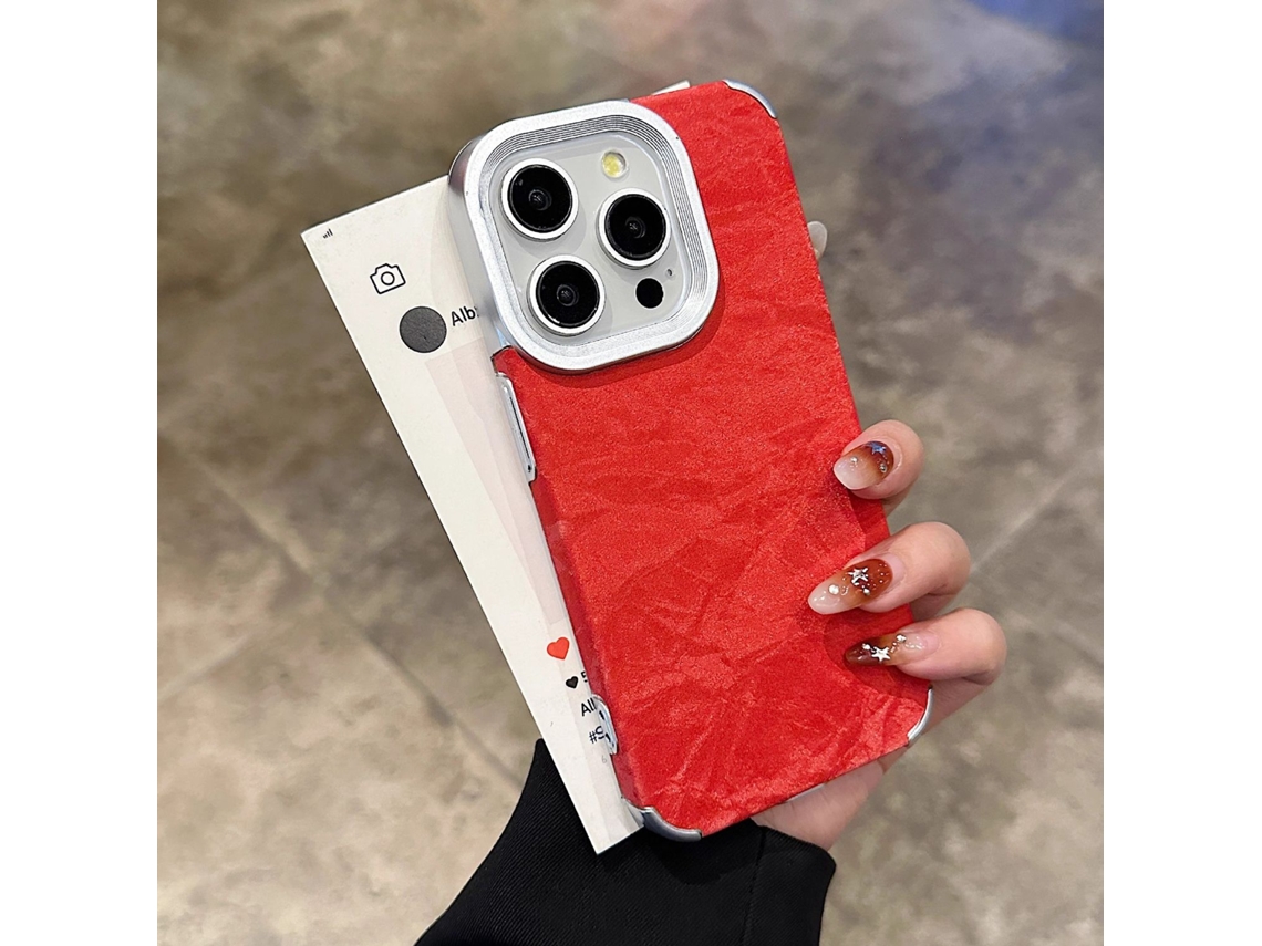 Capa Para Iphone 17 Vermelha Eletroplaqueada Com Estampa De Montanha Nevada, Simples E Resistente A Quedas.