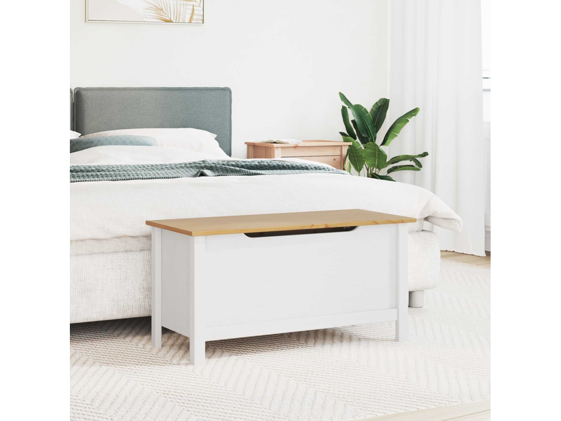Vidaxl Caixa De Armazenamento Hill Branco E Marrom Mel 90 X 40 X 45 Cm