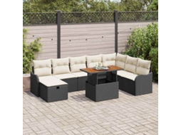Vidaxl Conjunto De Sofá De Jardim 9 Unid. Preto Vime Pe