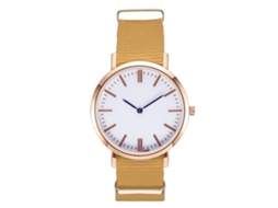 Reloj Analógico De Cuarzo Para Mujer/hombre Con Correa De Nylon Amarillo
