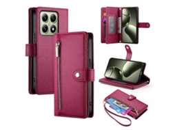 Capa De Celular Em Couro Com Zíper E Nove Compartimentos Para Cartões Para Xiaomi 17 Pro