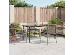 Vidaxl 5 Pcs Conjunto De Jantar P/ Jardim C/ Almofadões Vime Pe Cinza