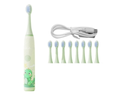 Escova De Dentes Elétrica Infantil Com Desenho Animado, 6 Cabeças De Escova, 4 Modos De Limpeza, Branca.
