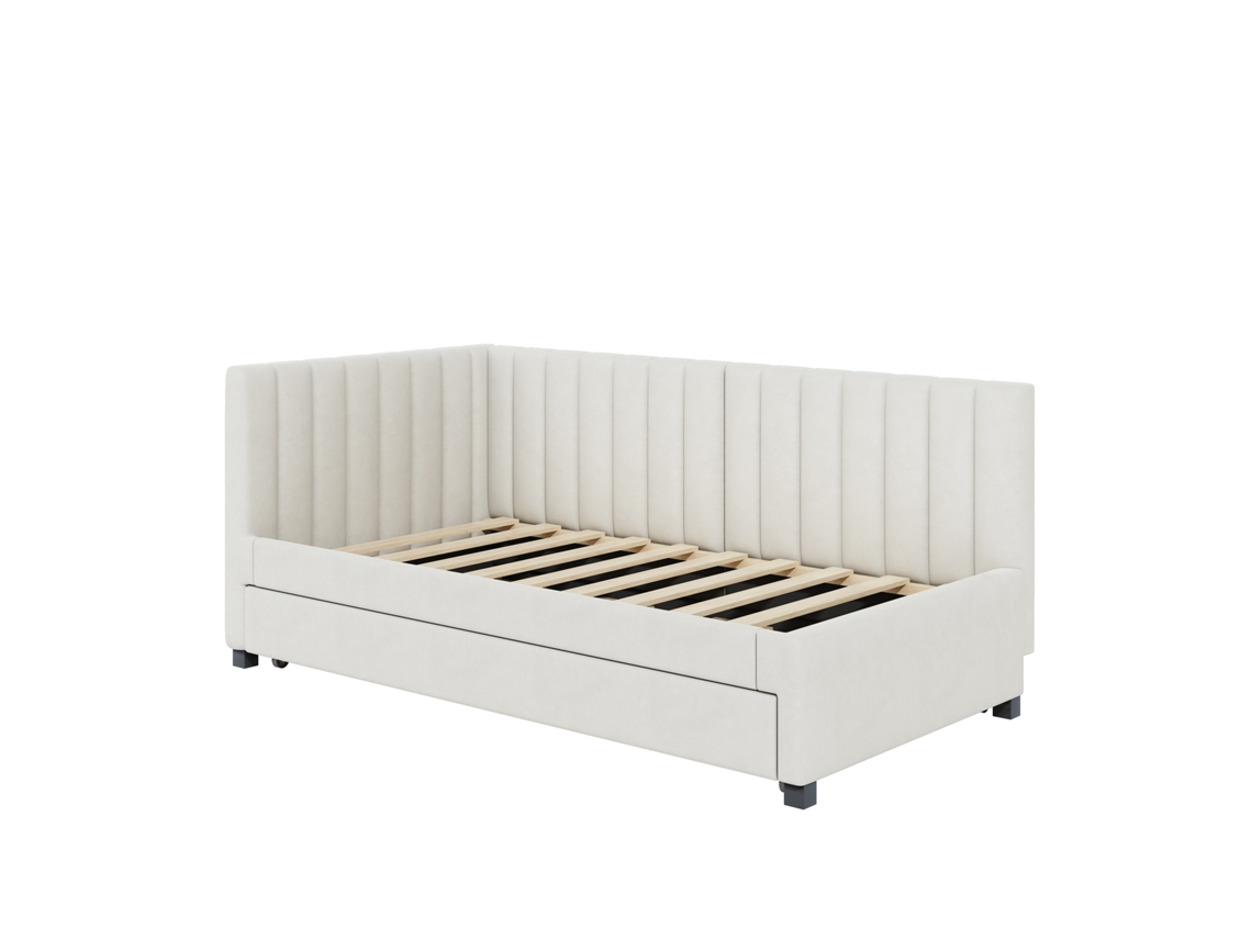 Sofá-cama Veludo 209x97cm Cama Auxiliar Bege