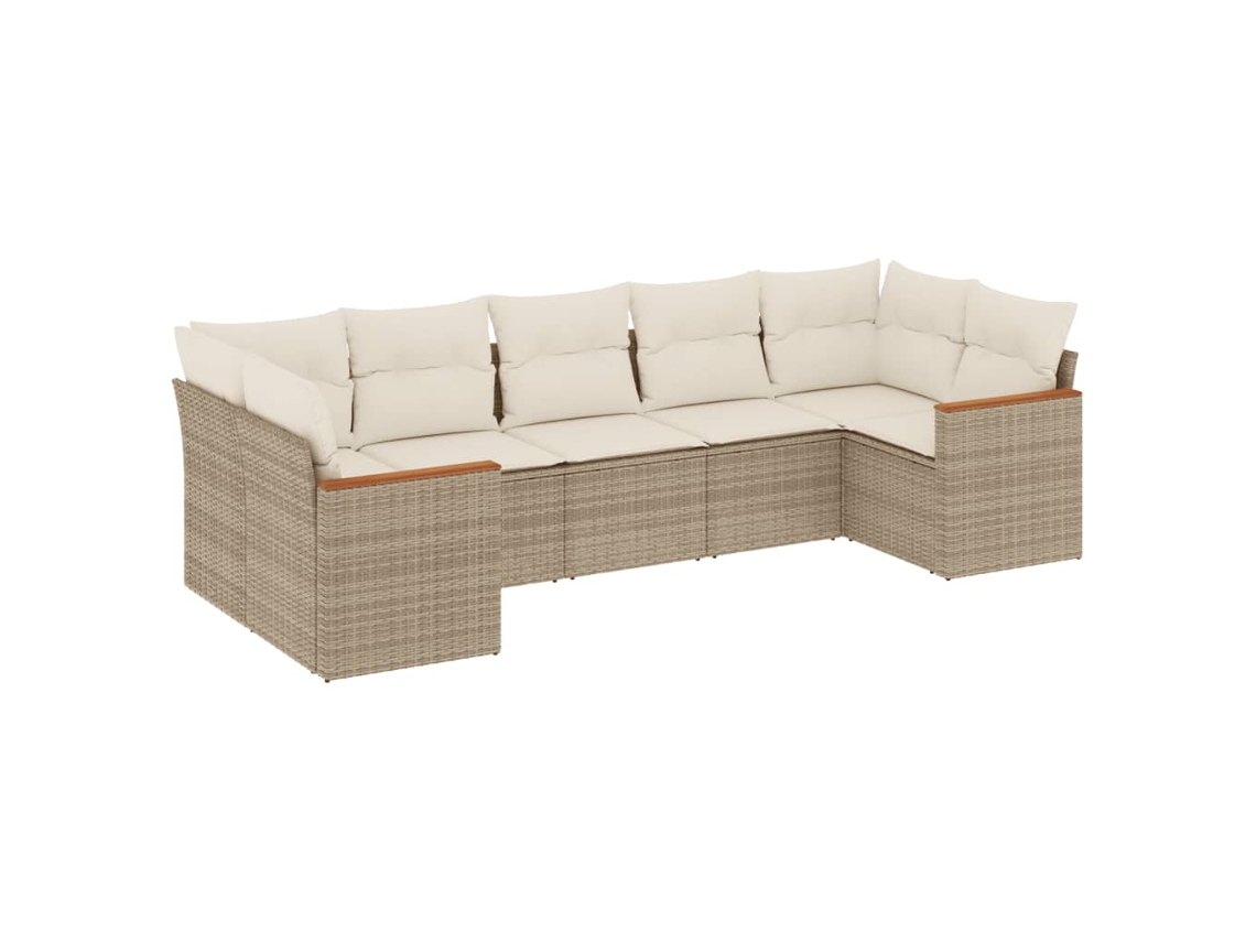Maison Exclusive - 7 Pcs Conjunto De Sofás P/ Jardim Com Almofadões Vime Pe Bege