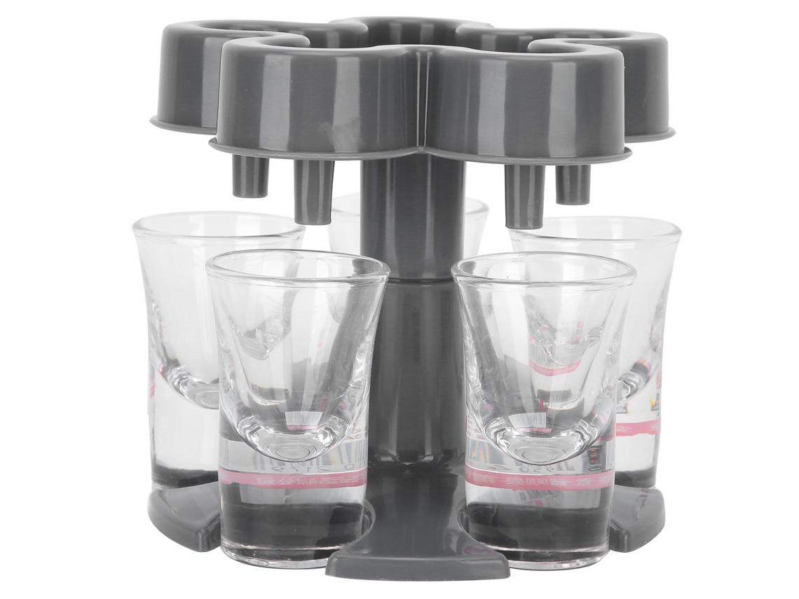 Dispensador de Copo de Vinho com 6 Copos Cinza Escuro | S/MARCA