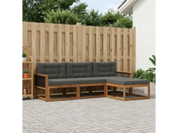 Vidaxl Conjunto De Sofás Para Exterior 4 Pcs Natural E Antracite