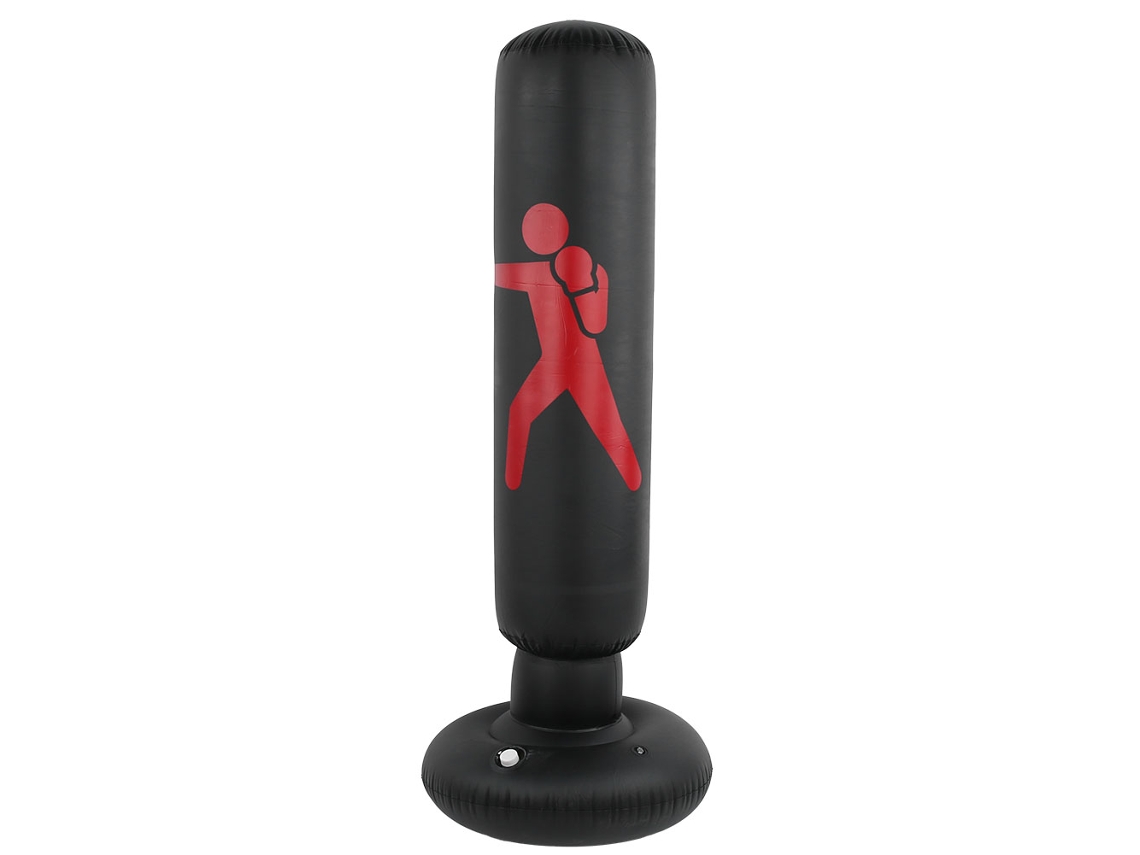Coluna De Boxe Inflável Saco De Pancada Adulto Fitness Descompressão Pvc Preto 155cm