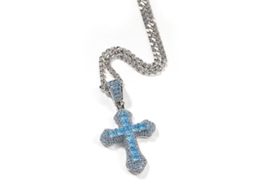 2026 colgante Cruz de Circón Con Cadena de Acero Inoxidable Joyería Regalo de Bodas Cocktail Azul Dge