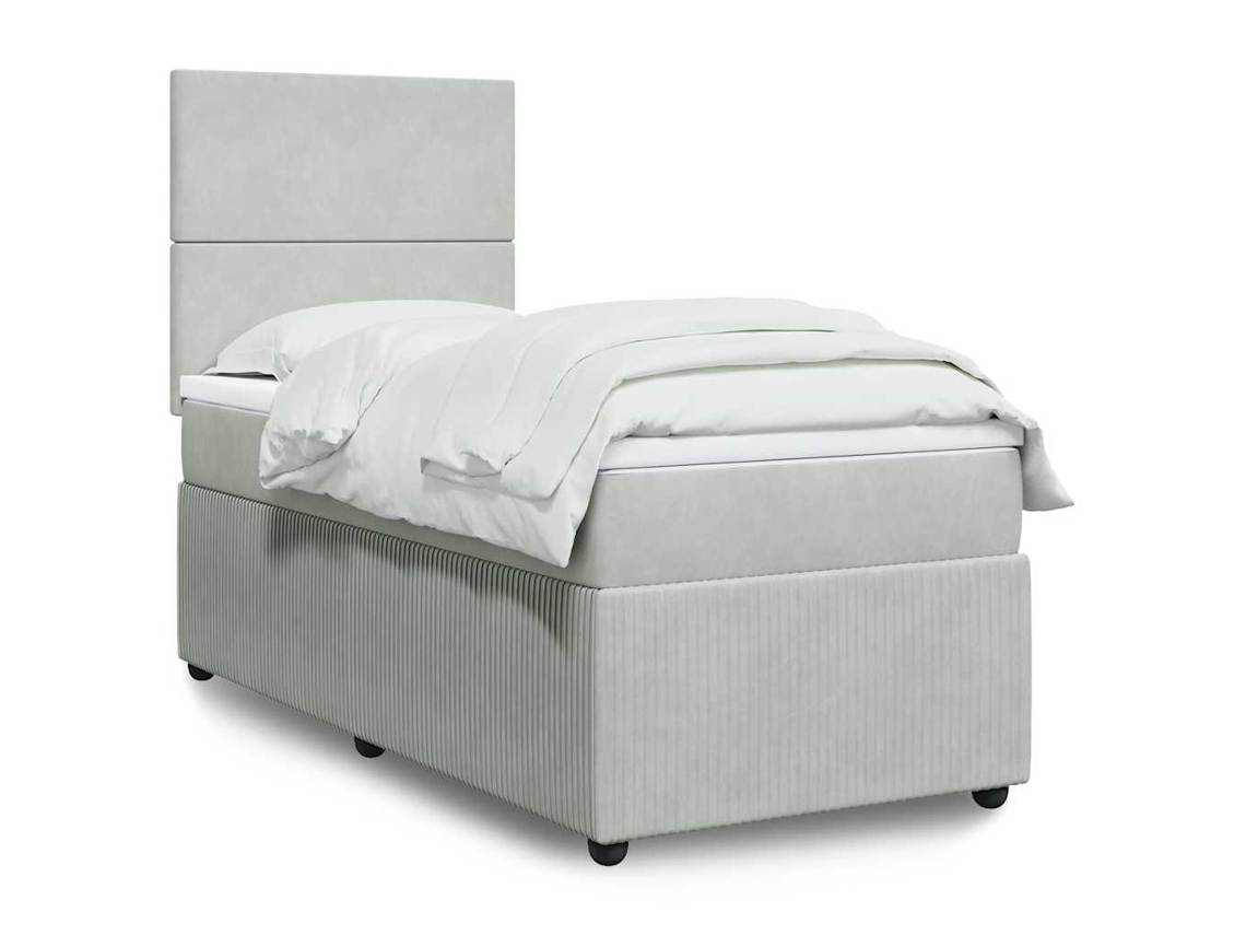Vidaxl Cama com Molas/colchão 90x200 Cm Veludo Cinza claro