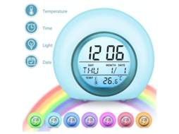 Reloj Despertador Infantil Led Con Luz De 7 Colores Y Sonidos Naturales