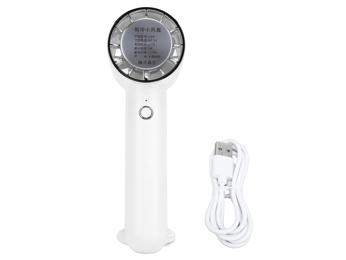 Ventilador Portátil de Resfriamento com Semicondutor USB Carregável Mini Mão Mesa Branco para Exterior, Caminhada