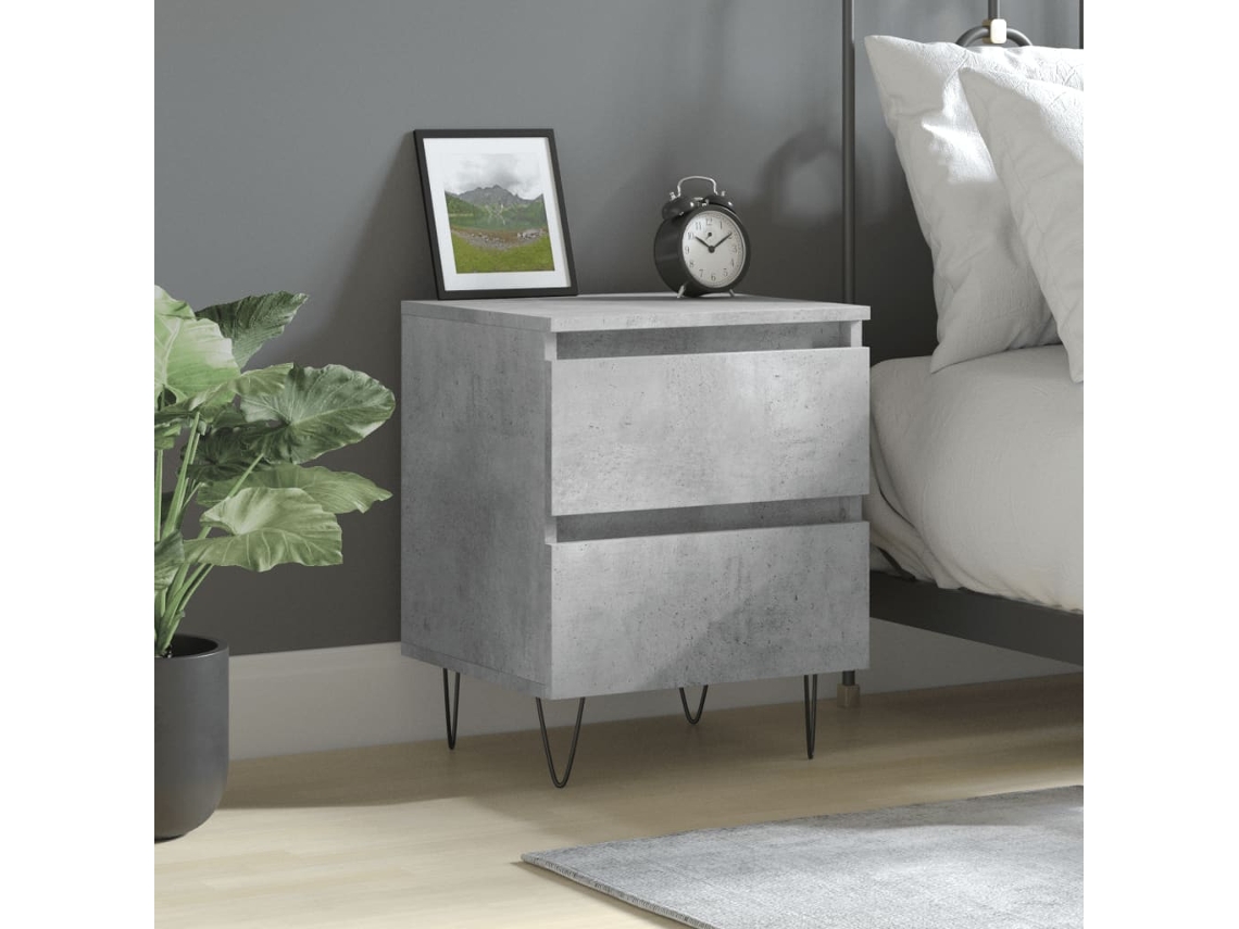 Vidaxl Mesa De Cabeceira 40x35x50cm Derivados Madeira Cinzento Cimento