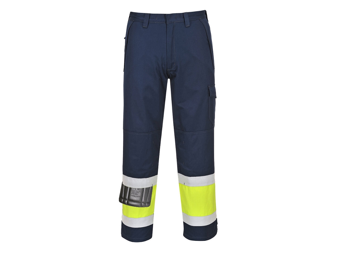 Calças De Alta Visibilidade Modaflame Para Proteção Industrial / Amarelo Marinho / L Portwest