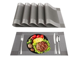 2026 6 Capas para Mesa Antideslizantes Laváveis, Resistentes Ao Calor, Prata, Design Simples