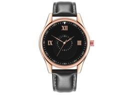 Reloj De Pulsera Para Hombre De Cuarzo Con Correa De Pu Y Esfera Redonda Negro
