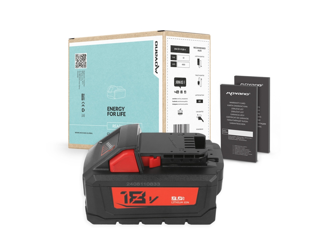 Bateria Movano para Milwaukee M18 (8000 mAh)