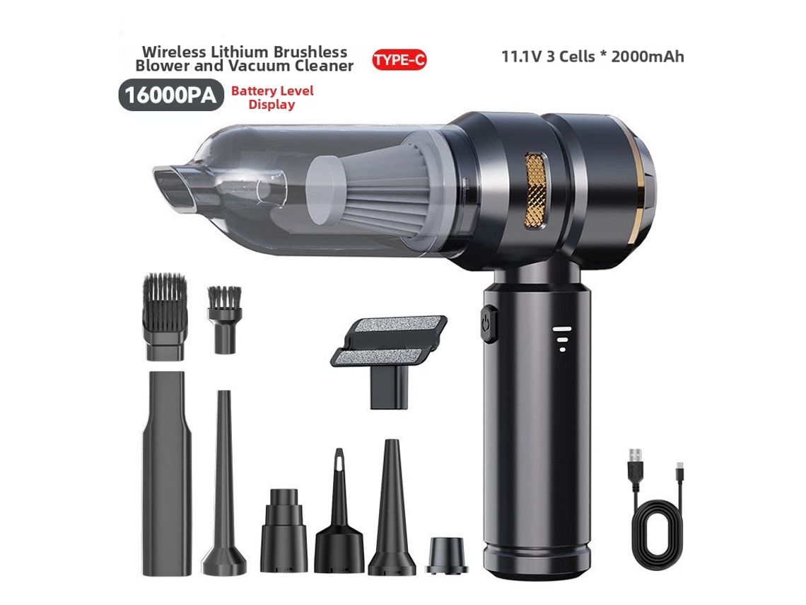 Aspirador de mão CZHHMART, sem fio, 3 velocidades, recarregável, leve, forte sucção (preto)