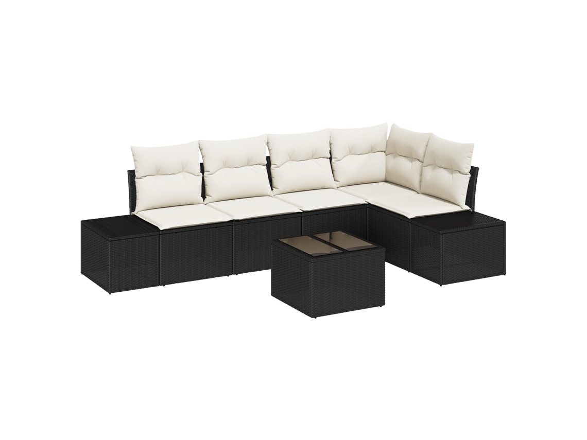 Conjunto 5 De Sofá De Jardim De Vidaxl Com Almofadas Rattan Poliéster Castanho