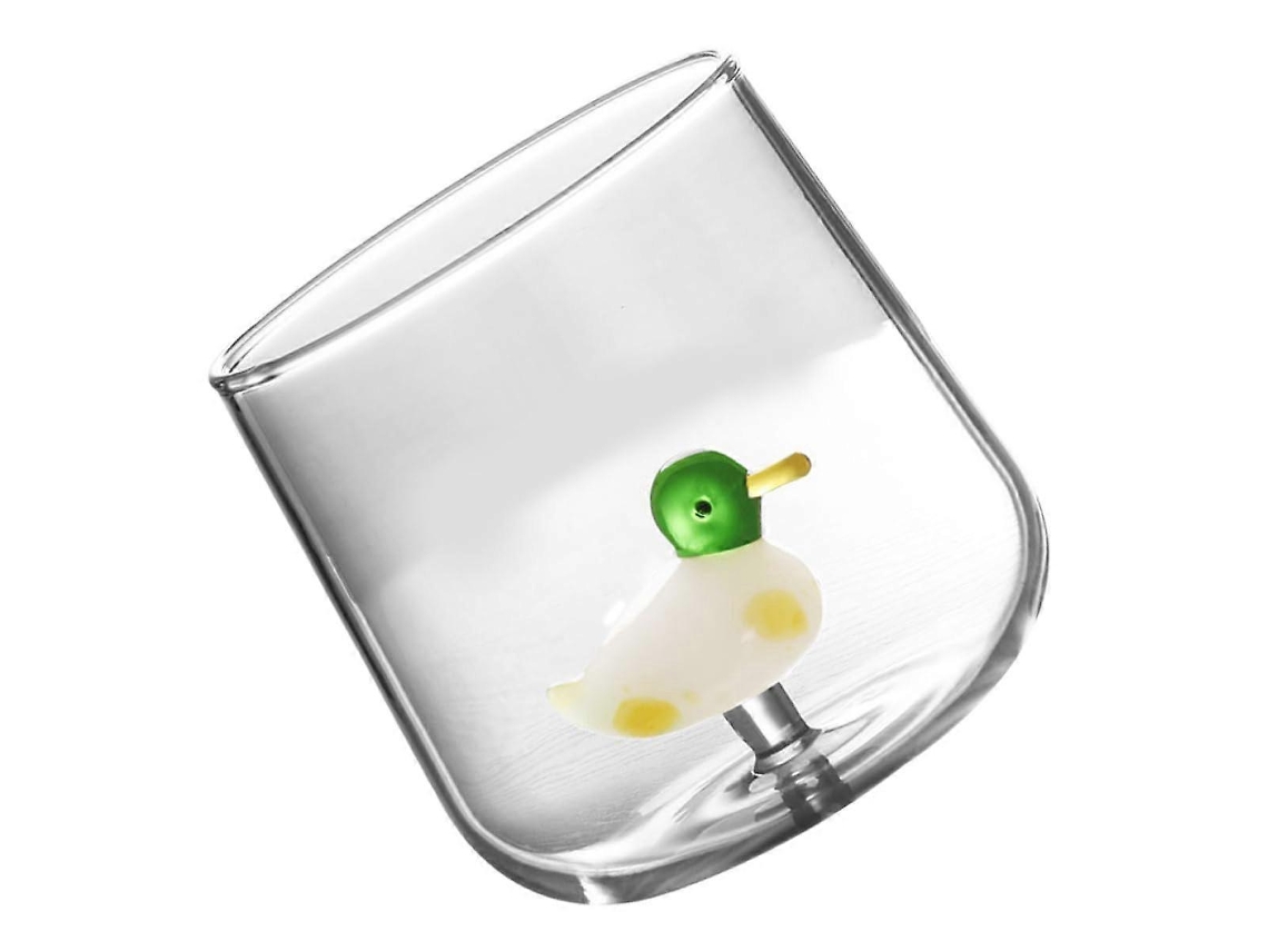Copo De Vidro Transparente Com Estampa De Patinho, Ideal Para Leite, Suco E Água, Perfeito Para Casa E Festas.