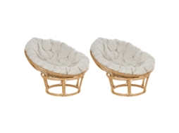 Conjunto de 2 cadeiras BELIANI Salvo de Rattan/vime Natural 110x110x77