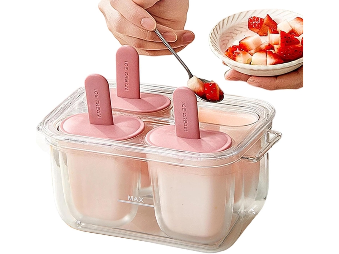 Forma Para Picolé Com 4 Cavidades, Reutilizável, Própria Para Alimentos E Fácil De Usar