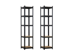 Pack 2 Estanterías Modulares con 5 Baldas Ajustables 180x40x40cm 175 Kg THINIA color negro