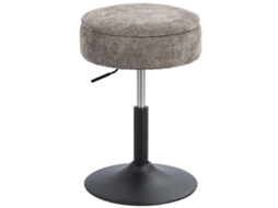 Banco De Bar Com Armazenamento Altura Ajustável Giratório Estofado Em Chenilla 39x39x49-65 Cm Cinzento