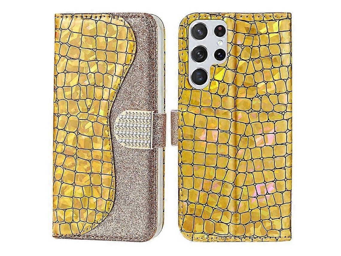 Capa De Celular Com Suporte De Celular Com Textura De Crocodilo E Revestimento Anti-queda De Couro Pu Compatível Com Samsung Galaxy S23 Ultra