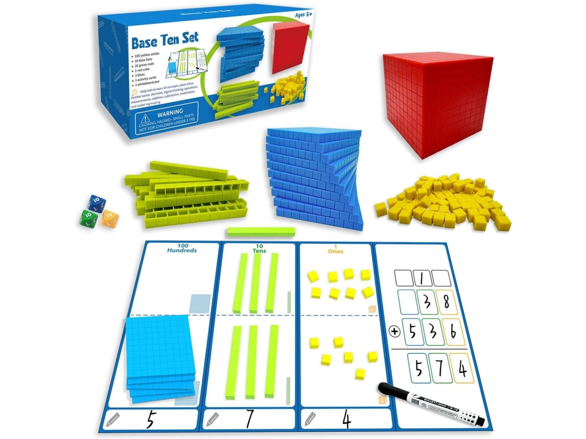 Conjunto Blocos Base Dez, De 10 Para Crianças 5 7 Anos Ou Mais, Brinquedo Manipulativo Contagem Matemática