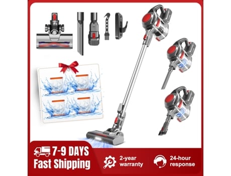 Aspirador Vertical 40000pa, Bateria Removível 480w, Autonomia Até 50 Min, Tanque 1,6l, Sistema de Filtragem 5 em 1 Vermelho Adormii